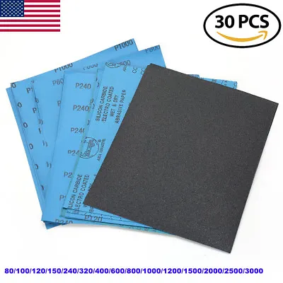 Wet Dry Sandpaper Sheets 9 X11'' 80-3000Grit For Metal Sanding Automotive Polish • $38.99