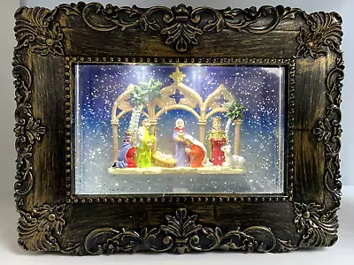 Christmas Nativity Scene Musical LED Lights Water Glitter Picture Frame Ornament • £24.90