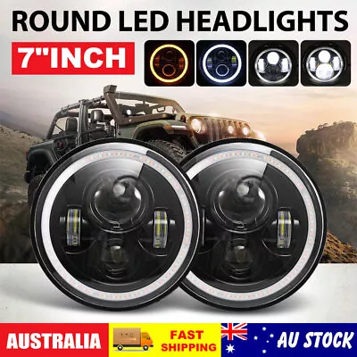 7 Inch LED Headlights Projector Driving Light Angel Eye Fits Jeep Wrangler JK GQ • $48.99