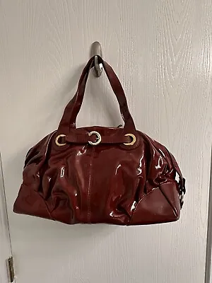 FRANCESCO BIASIA Dark Red Patent Leather Satchel Shoulder Handbag Purse • $35