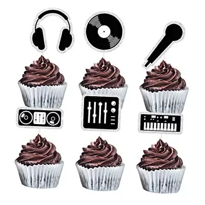 18Pcs DJ Cupcake Toppers - Music Theme Cupcake Decorations - Happy Birthday  • $20.60