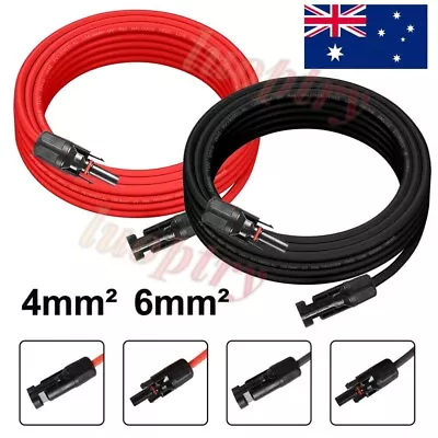 AU 1/6/10/20M Black+Red Solar Panel Extension Cable Wire+M 4 Connector 4/6mm² • $18.95