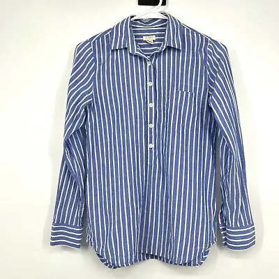 J.Crew Top Shirt Womens XXS Popover Stripe Blue White Button Down Long Sleeve  • $1.99