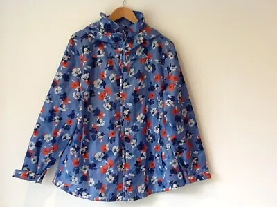 Maine Debenhams Size 20 Blue Red Floral Shower Resistant Raincoat Jacket Hood • £9.99