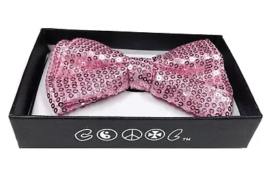 Light Pink Men Women Sequin Bowtie Classic Clip-On Neck-wear Tuxedo Adjustable  • $7.99