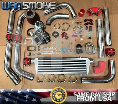 $575.90 • Buy T3/t4 Turbo Charger Kit .63 V-band Universal Tube Intercooler+bov+clamp Red