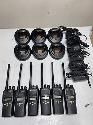 Set Of 6 Used Motorola VHF CP200XLS Radios With Used Batteries & Chargers • $700