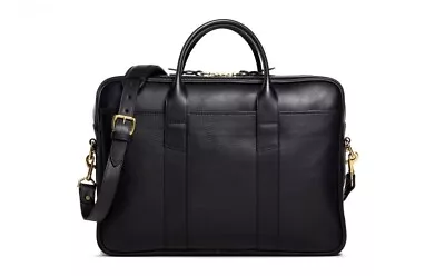 Frank Clegg Commuter Briefcase Smooth Tumbled Leather Black • $221.50