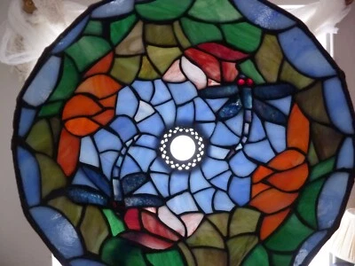 £57 • Buy Tiffany Style Small Blue Dragonfly Stained Glass (Ceiling) Lamp Shade H 16cm