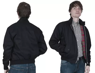 £39.99 • Buy Relco Men's Black Tartan Lined Golf Ska Mods Skins Casual Harrington Jacket