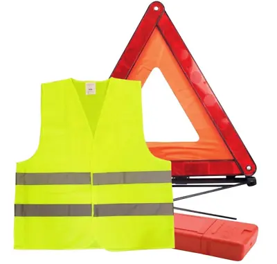 £11.60 • Buy 2 In 1 Emergency Warning Triangle & High Visibility Vest Kit Car Road Safety