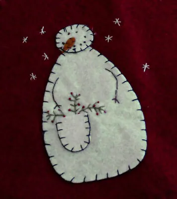 18  Primitive Snowman W/ Pocket Of Berries Table Runner / Candle Mat  • $12.95