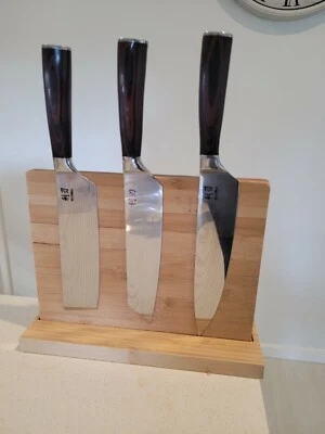 $75 • Buy Japanese Style  Damascus Patten High Carbon Steel Wood Chef Knife Set