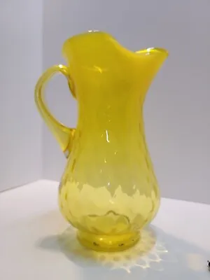 A Beautiful Venetian Canary Yellow Vaseline/Cadmium Art Glass Pitcher. 11  H×8  • $175