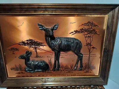 RARE Vintage 3D Copper Artist John Louw Framed Wall Art Signed MCM • $38.99