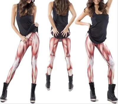 Womens Sporty MUSCLE PRINT Leggings-ONE SIZE • $32.99