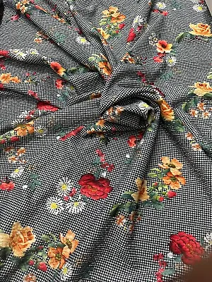 Good Quality Double Jersey Jacquard Stretch Dress Fabric Floral Per Metre Cheap • £3.95