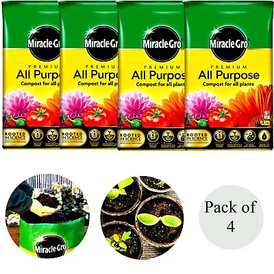 4x Miracle Gro All Purpose Compost Soil Food Growing Food Plant Garden Lawn 40L  • £50.99