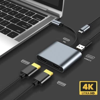 $30.31 • Buy USB 3.0 4 In 1 Type-C To Dual HDMI Screen Expansion Docking Station USB C Hub