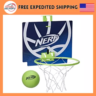 NERF Nerfoop The Classic Mini Foam Basketball And Hoop - Hooks On Doors Blue • $21.90