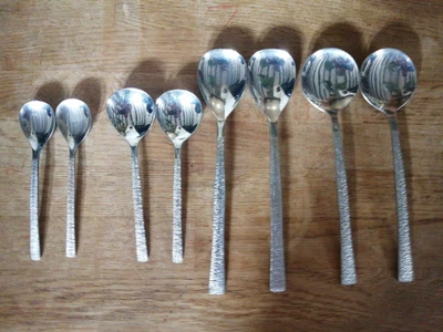 £4.20 • Buy VINTAGE Viners Of Sheffield STUDIO Bark Effect Cutlery 8pcs Spoon Bundle 