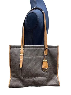 Michael Kors Mocha Brown Darien MK Signature Top Zip Medium Tote • $88