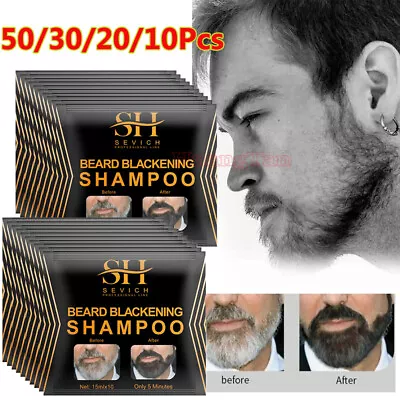 50~10x Men Black Beard Simple Hair Dye Color Shampoo Permanent Darkening Hair US • $8.65