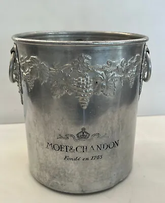 Moet Chandon Champagne Ice Bucket Tub Silver Metal Grape Vine Handles Vintage • $175