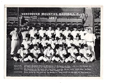 Original 1957 Vancouver Mounties 7.5x9.5 Team Photo  Baseball Canada • $95