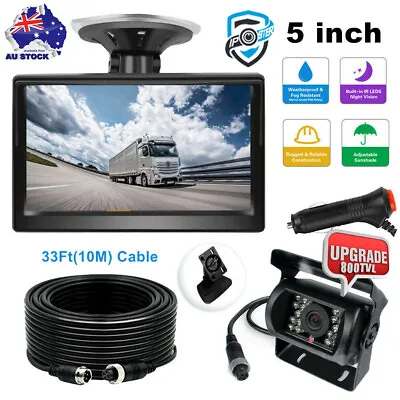 Car 5  Monitor + 4Pin Reversing Rear View Camera Kit For RV Truck Bus Caravan AU • $66.99