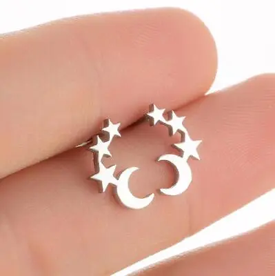 2pairs Stainless Steel Stars And Moon Earrings 4 Colors Wholesale FJS80-449 • $2.99