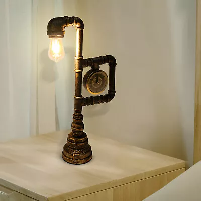 Steampunk Industrial Reading Table Lamp Water Pipe Desk Light Bedside Light Lamp • $51.01