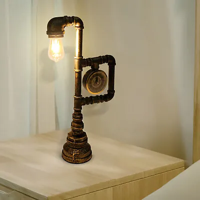 Steampunk Industrial Reading Table Lamp Water Pipe Desk Light For Office Bedside • $48.45