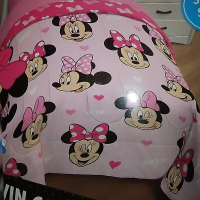 Jay Franco Disney Minnie Mouse Hearts Love Twin Comforter Super Soft Reversible • $56.95