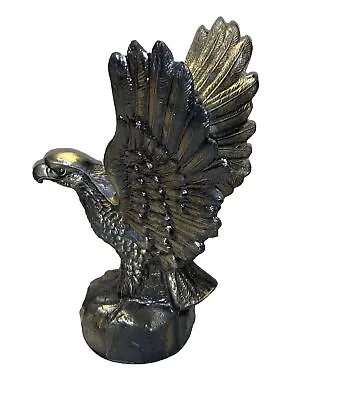 12” Tall Cast Metal Eagle  FLY EAGLES FLY  Gold Patina 9” Wide • $29.95