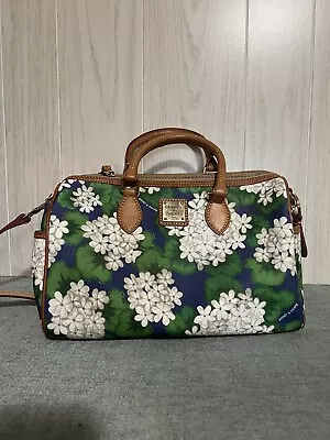 Dooney & Bourke Purse Blue Green White Hydrangea Floral Print Top Handle Bag • $85