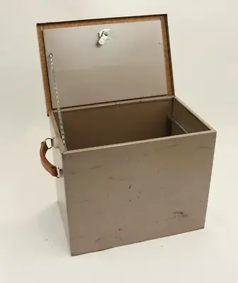 Vintage Chest Steel Metal Storage Safe Box Lock Box Ammo Tools Documents W/ Key • $71.19