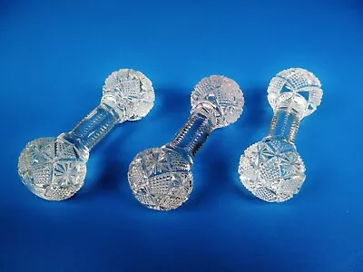 Set Of 3  American Brilliant Cut Glass Dumbbell Knife Rest  Glass. • $95