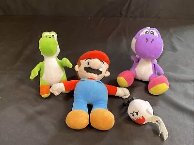 Lot Of 4 - Nintendo Super Mario Bros Purple & Green Yoshi Mario & Boo Plush • $16.99