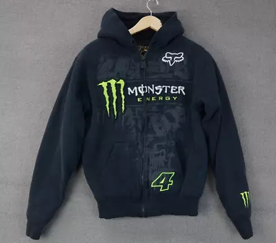 VTG Fox Monster Energy Y2K Heavyweight Hoodie Full Zip  Black Size Medium  B • $99.99