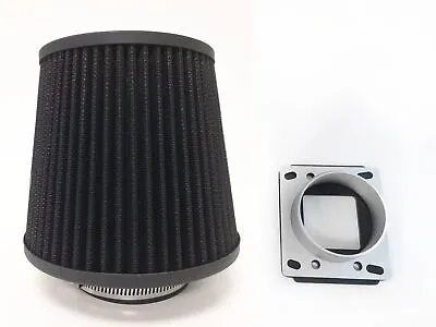 Black Air Intake Filter + MAF Sensor Adapter For 1986-1992 Mazda RX7 RX-7 1.3L • $28.99