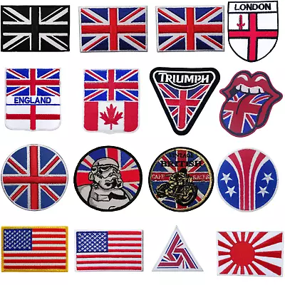 Union Jack Flag Biker Jacket Jeans Clothes Iron On Sew On Embroidered Patch • £2.37