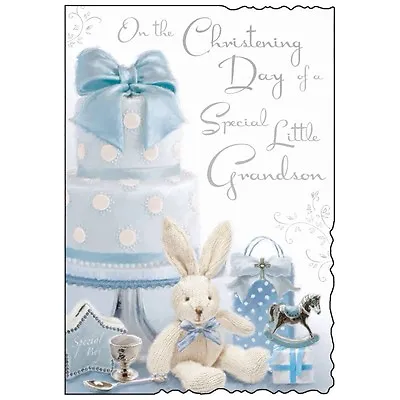 £3.49 • Buy Christening Grandson Card ~ Beautiful Luxury Card ~ Lovely Verse ~ Made In UK JJ