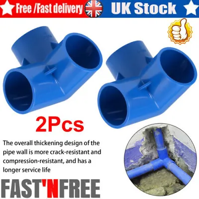 £8.99 • Buy 2Pcs 3 Way 40mm Elbow PVC Pipe Fitting Furniture Grade Tee Corner Fittings Blue