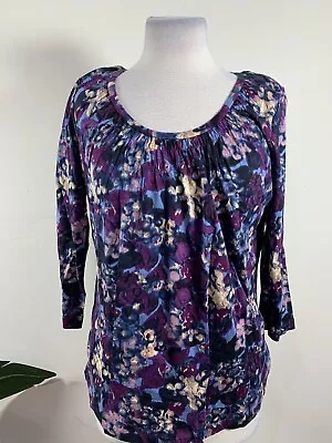 TALBOTS WOMENS FLORAL PRINT 3/4 SLEEVE TSHIRT Size Xp • $19.99