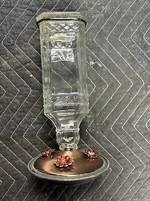 Woodstream Corp Hummingbird  Feeder Vintage Clear Glass Hanging ! Metal Floral • $14.99