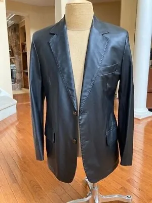 Zilli Black Reindeer Leather Men's Jacket Blazer Sz 52 • $3500