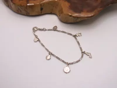 Dainty Vintage 925 Sterling Silver Charm Bracelet Italy 7  L. • $11.66