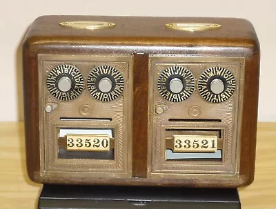 U S Post Office Box Door Coin Bank With Double Doors-Size 1 Dual Dials-Walnut • $79