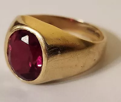 Vintage Men's Dason 10KP Solid Gold Ring W/ Artifical Ruby Size 9 - VERY NICE! • $610